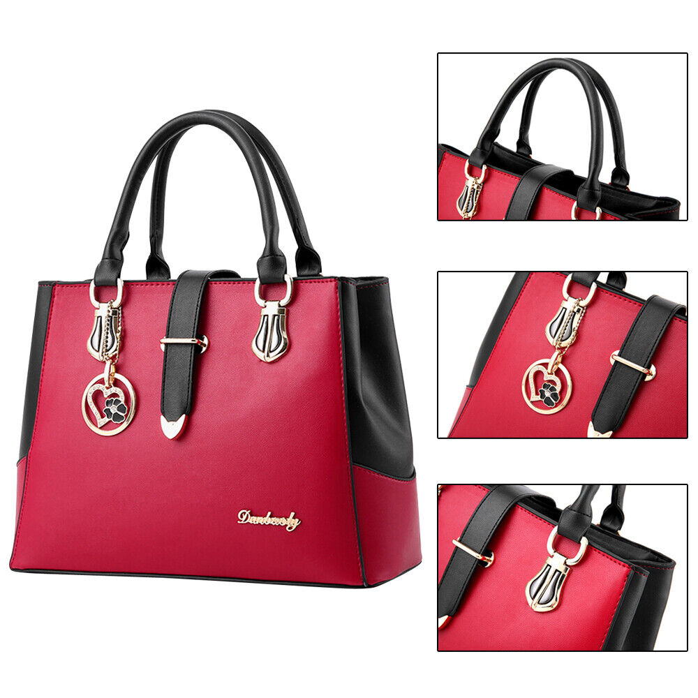 Women PU Leather Handbag Top Handle Tote Crossbody Shoulder Bag Satchel Purse 24Hr Smart